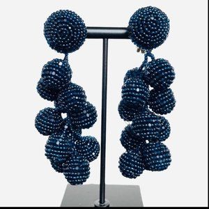 Sachin + Babi navy blue bead coconut clip-on earrings, worn once